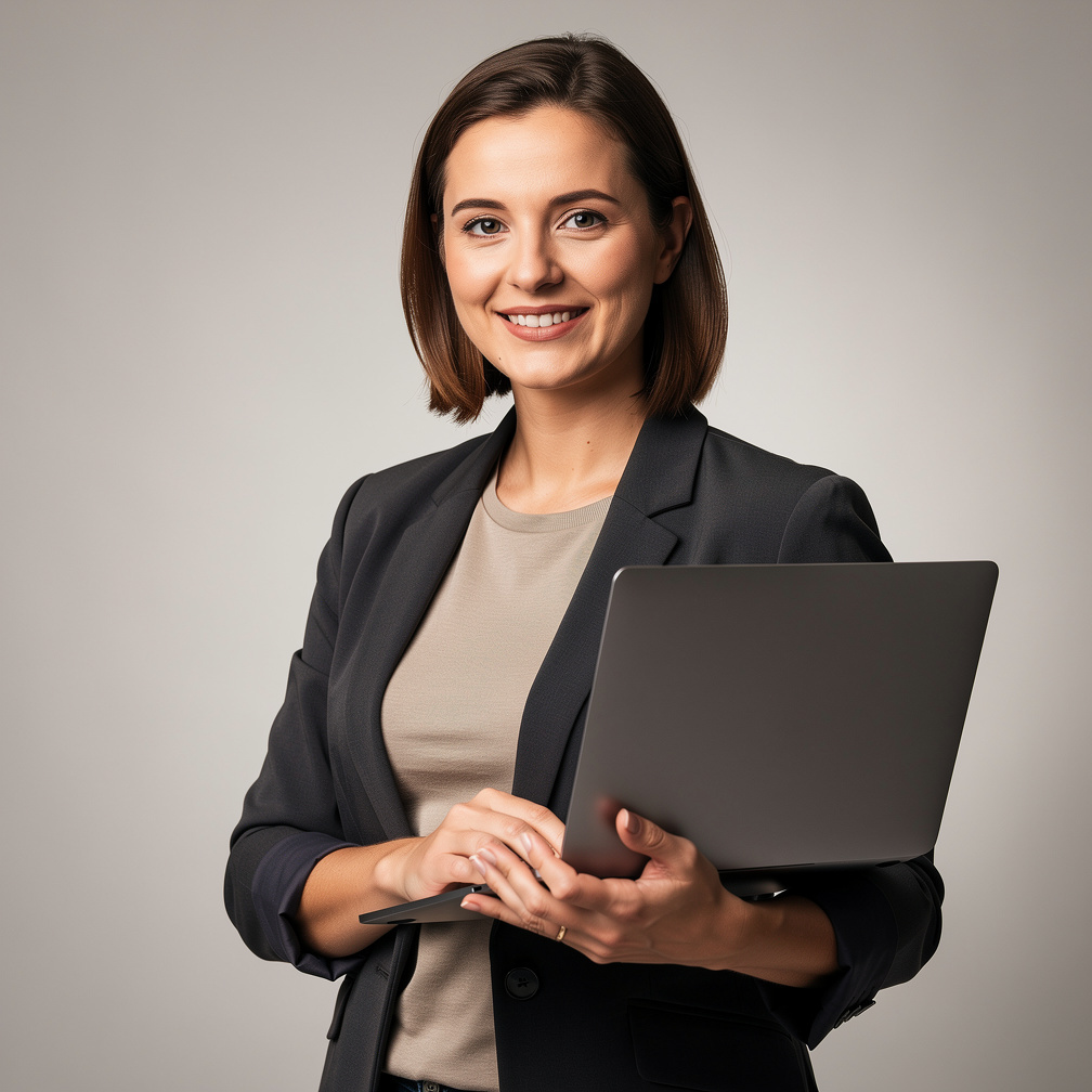 Studio portrait of a woman video editor